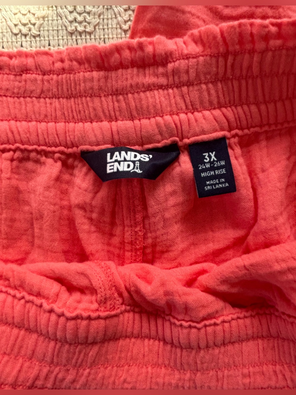 Lands' End Coral Elastic-Waist Cropped Pants